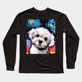 Maltipoo Night (Portrait) Long Sleeve T-Shirt